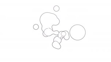 Etrafta yüzen damlacıkların bir döngü animasyonu. Soyut düz hacimli nesnenin 3 boyutlu canlandırması.