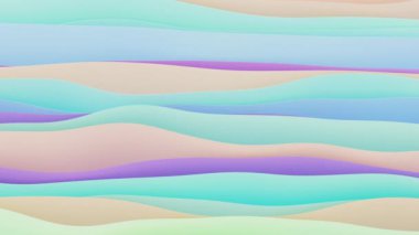 Soyut dalgalı arkaplanın 3B görüntüsü, 4K canlandırma şablonu