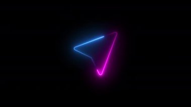 İşaretli klip sanatının neon animasyonu, her iki tarafa da mavi ve pembe ışınlar hızla hareket ediyor. parlayan çizgiler, 4K canlandırılmış dikişsiz döngü şablonu