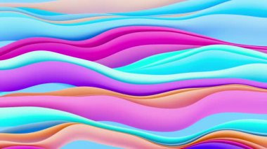 Soyut dalgalı arkaplanın 3B görüntüsü, 4K canlandırma şablonu