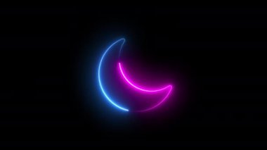 Siyah zemin üzerinde neon uyku modunun neon animasyonu, hızlı hareket eden mavi ışınlar. parlayan çizgiler, 4K canlandırılmış dikişsiz döngü şablonu