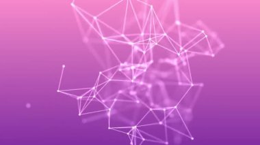 Soyut 3D animasyon arkaplan hareketi dönüşümü Pembe rampa arka planı üzerinde plexus ızgara beyaz noktalar, gelecekteki yenilikçi dijital ağ, 4K yavaş çekim duvar kağıdı canlı duvar kağıdı