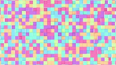 3B canlandırma rengarenk kare şekilli rastgele dalgalanma kompozisyonu, 4K soyut canlandırmalı arkaplan