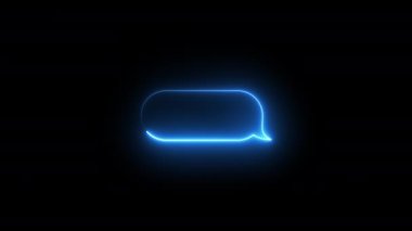 Metin balonlarının neon animasyonu sanat klipleri, hızlı hareket eden mavi parıldayan çizgi, 4K animasyon sosyal şablon