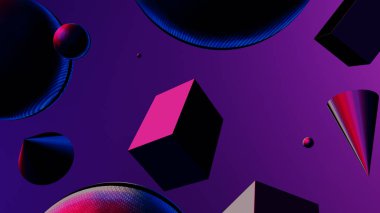 İlkel nesnelerin 3 boyutlu çizimi, soyut duvar kağıdı