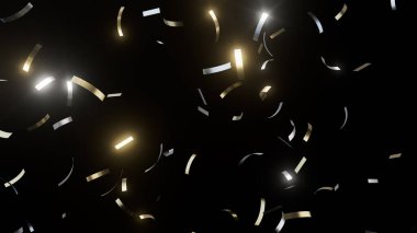 Altın parıldayan konfeti partisinin 3 boyutlu çizimi