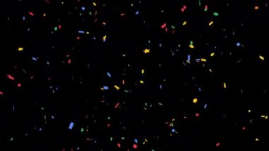 Yeşil arka planlar üzerinde renkli konfeti parti popper patlamalar, 4k tebrik animasyon