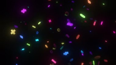 Renkli 3d ögeleri şekillendirir torüsler ve siyah arkaplan üzerinde dönen haçlar.