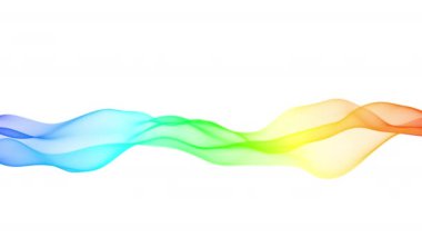 Ses kaydının 3 boyutlu renkli görselleştirmesi. Beyaz arkaplanda 4K dalgalı soyut canlandırma