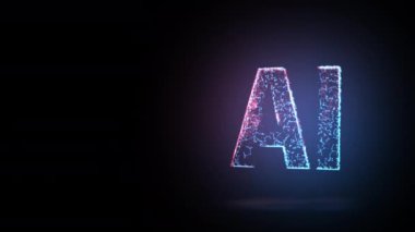 Bilgisayar dünyasında parlayan sembollerin yapay zeka animasyonu, 4k soyut yapay zeka teknolojisi animasyon şablonu