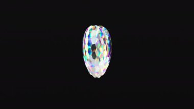 Rastgele dönen elmas 3D kalp. Sevgililer Günü için aşk konsepti. Siyah arka plan. 4k döngülü animasyon.