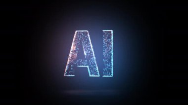 Bilgisayar dünyasında parlayan sembollerin yapay zeka animasyonu, 4k soyut yapay zeka teknolojisi animasyon şablonu