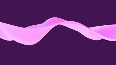 Ses kaydının 3 boyutlu renkli görselleştirmesi. Beyaz arkaplanda 4K döngü dalgalı soyut canlandırma