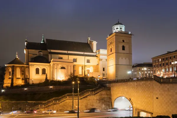 Vista Del Casco Antiguo Varsovia Con Iglesia Santa Ana Capital Fotos de stock libres de derechos