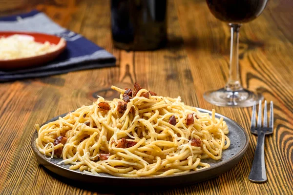 Spaghetti Carbonara Maison Délicieuse Cuisine Italienne — Photo