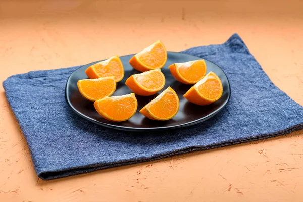 Mandarinková Šťáva Kusech Talíři — Stock fotografie