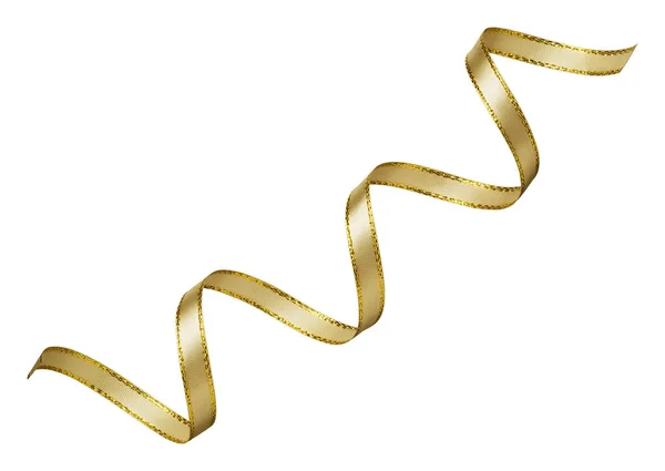 Gold Celebration Ribbon Isolated White Background — Stock Photo, Image