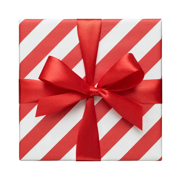 Jul Presentförpackning Med Röd Rosett — Stockfoto