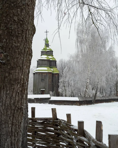 Зима Музее Народной Архитектуры Быта Украины Киев — стоковое фото