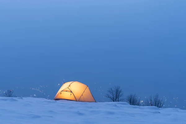 Tente Hiver Camping Dans Neige — Photo