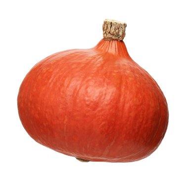 Beyaz Arkaplanda Kırmızı Kuri Kabağı veya Hokkaido Kabağı İzole Edildi