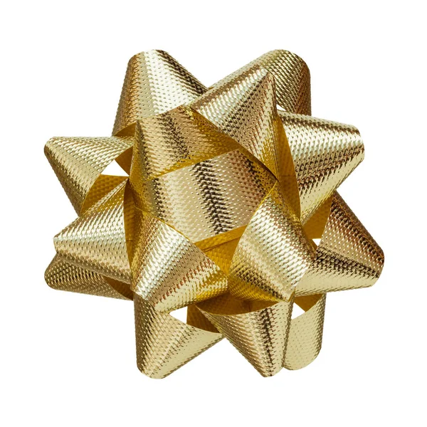 Holiday Gold Star Bow Izolowane Białym Obrazek Stockowy