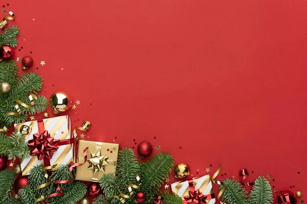 Red Christmas Tle Dekoracji Rogu Granicy Zdjęcie Stockowe