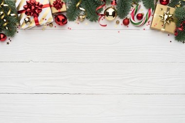 Beyazın Dekoratif Sınırlı Noel Arkaplanı