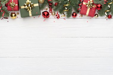 Dekoratif bir Noel Sınırı içeren Tatil Arkaplanı