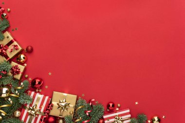 Köşedeki Kenar Kenarlı Kırmızı Noel Arkaplanı