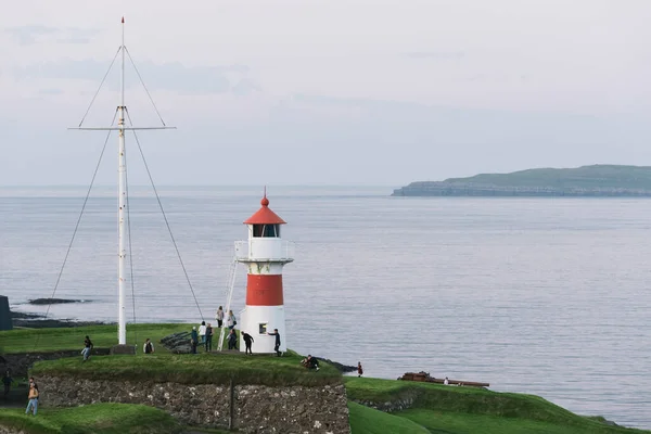 Torshavn Faroe Adaları Ndaki Liman Yakınlarında Skansin Deniz Feneri Stok Fotoğraf