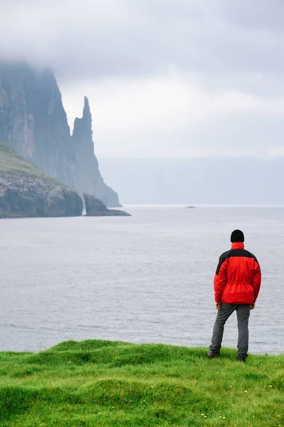 Faroe Adaları Ndaki Vagar Adası Ndaki Sandavagur Köyü Nün Yakınındaki Stok Fotoğraf