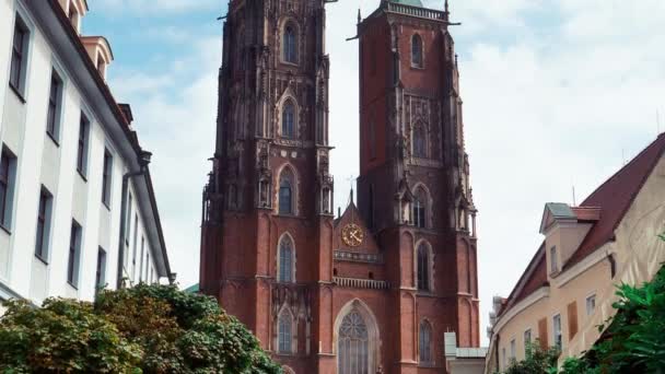 Wroclaw Polonya Daki Aziz John Katedrali Bakın — Stok video