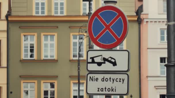 Znak Miasta Stop Wrocławiu Polska — Wideo stockowe