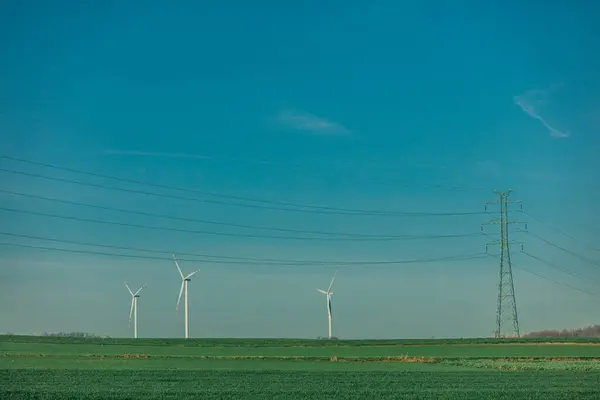 波兰下西亚的风力发电场 图库图片