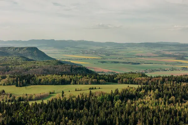 Landschap Van Noord Tsjechië Polen Zuidelijke Berggrens Stockfoto
