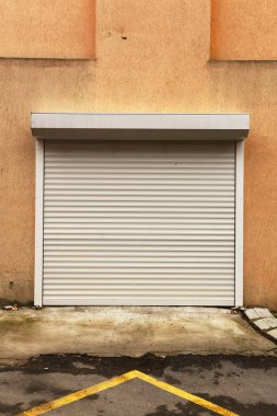 front view of metallic garage door