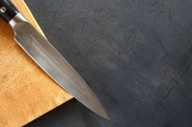 metin için alanı olan bir mutfak bıçağı üst görünümü