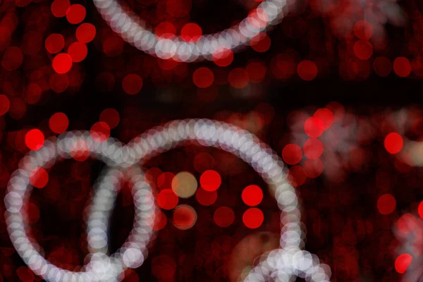 Piękny Czerwony Bokeh Tło Kolorowe Światło Abstrakcyjne Boże Narodzenie — Zdjęcie stockowe