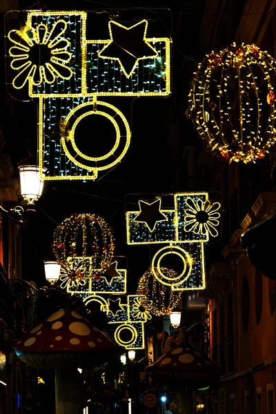 Belles Illuminations Noël Alicante Espagne Dans Les Rues Nuit — Photo