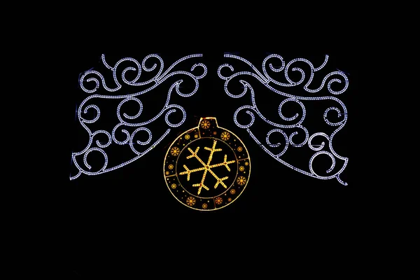 Krásný Světlo Ornament Dekorativní Pozadí Černém Nočním Pozadí — Stock fotografie