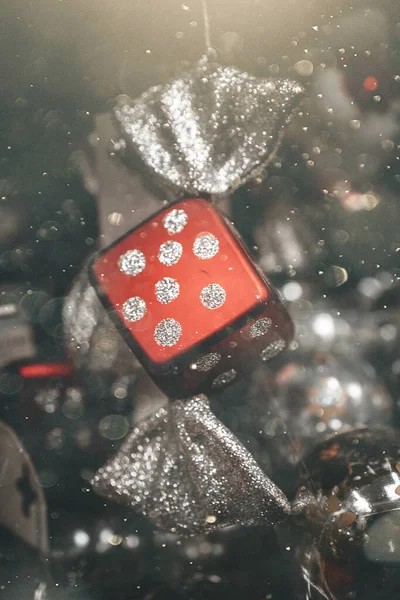 Schöne Weihnachtsdekoration Weihnachtsmann Hintergrund Nahaufnahme — Stockfoto