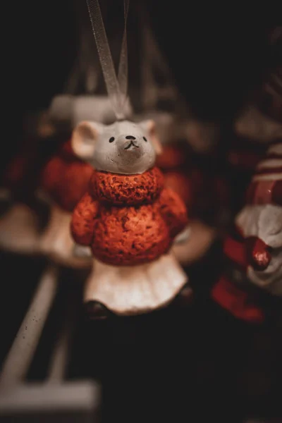 Mooie Kerst Decoratie Santa Claus Achtergrond Closeup — Stockfoto