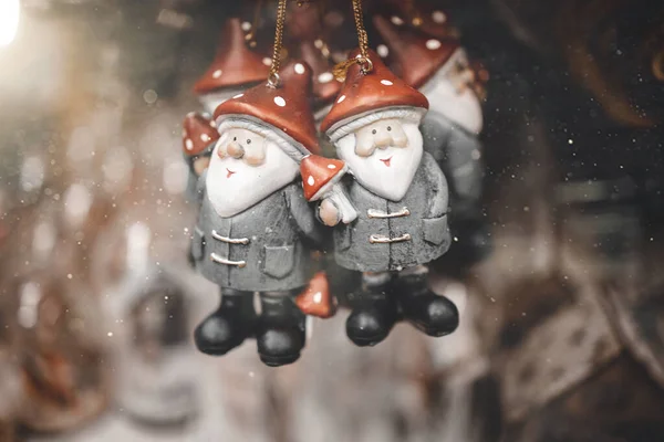Güzel Takdire Şayan Noel Süsü Noel Baba Arka Planı Yakın — Stok fotoğraf