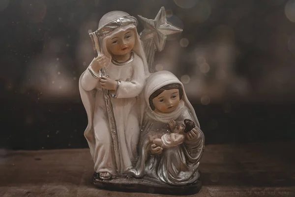 Belles Figurines Céramique Mère Dieu Joagara Bébé Jésus Pour Crèche — Photo