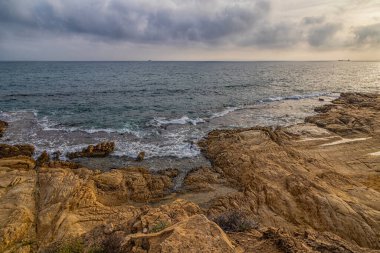 beautiful landscape of the seafront of Alicante Spain on a warm sunny autumn day