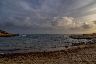 beautiful landscape of the seafront of Alicante Spain on a warm sunny autumn day