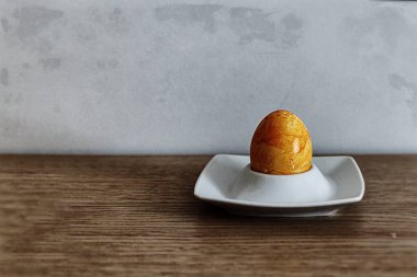 large colorful easter eggs on a stand decoration card