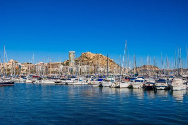 beautiful urban landscape view of the port of Alicante Spain on a sunny day