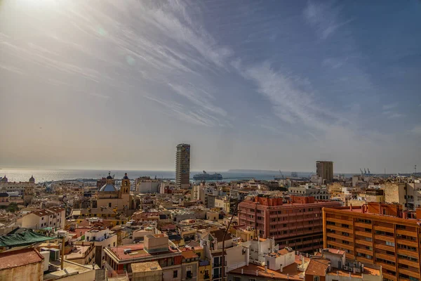 Beautiful Landscape City Alicante Panorama Viewpoint City Port Warm Sunny — Stock Photo, Image